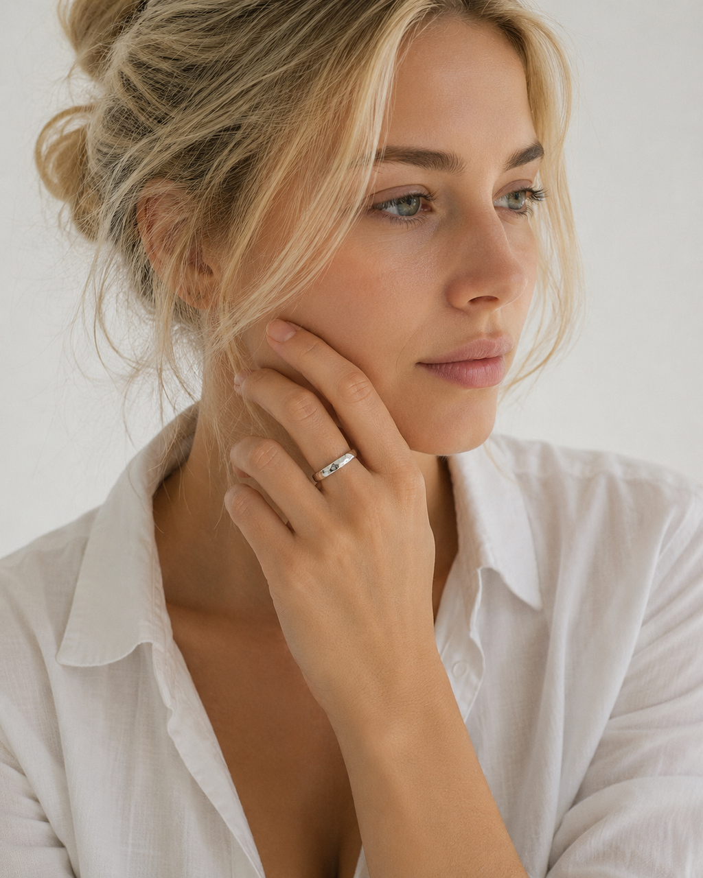 Bague Soleil Martelé Argent Rhodié