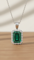 Collier pendentif émeraude platine