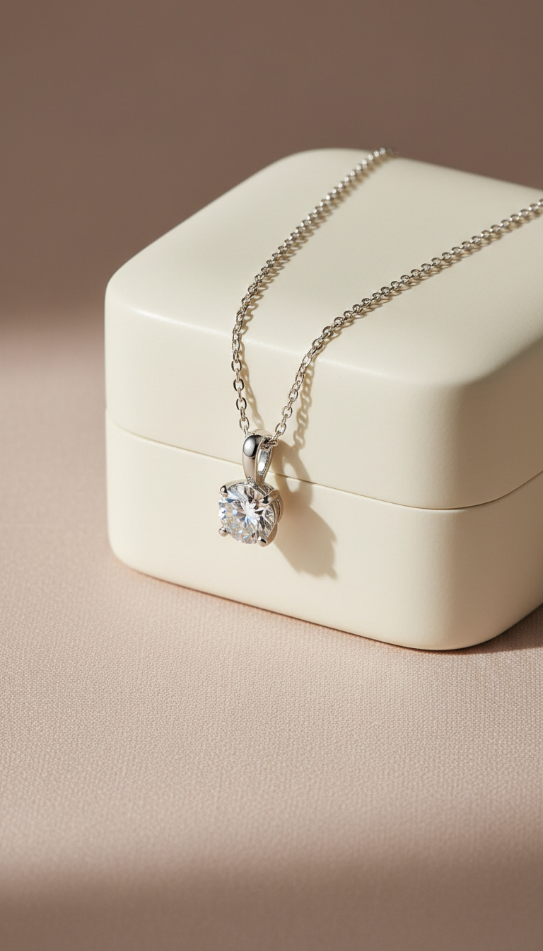 Collier solitaire diamant en or 18 carats