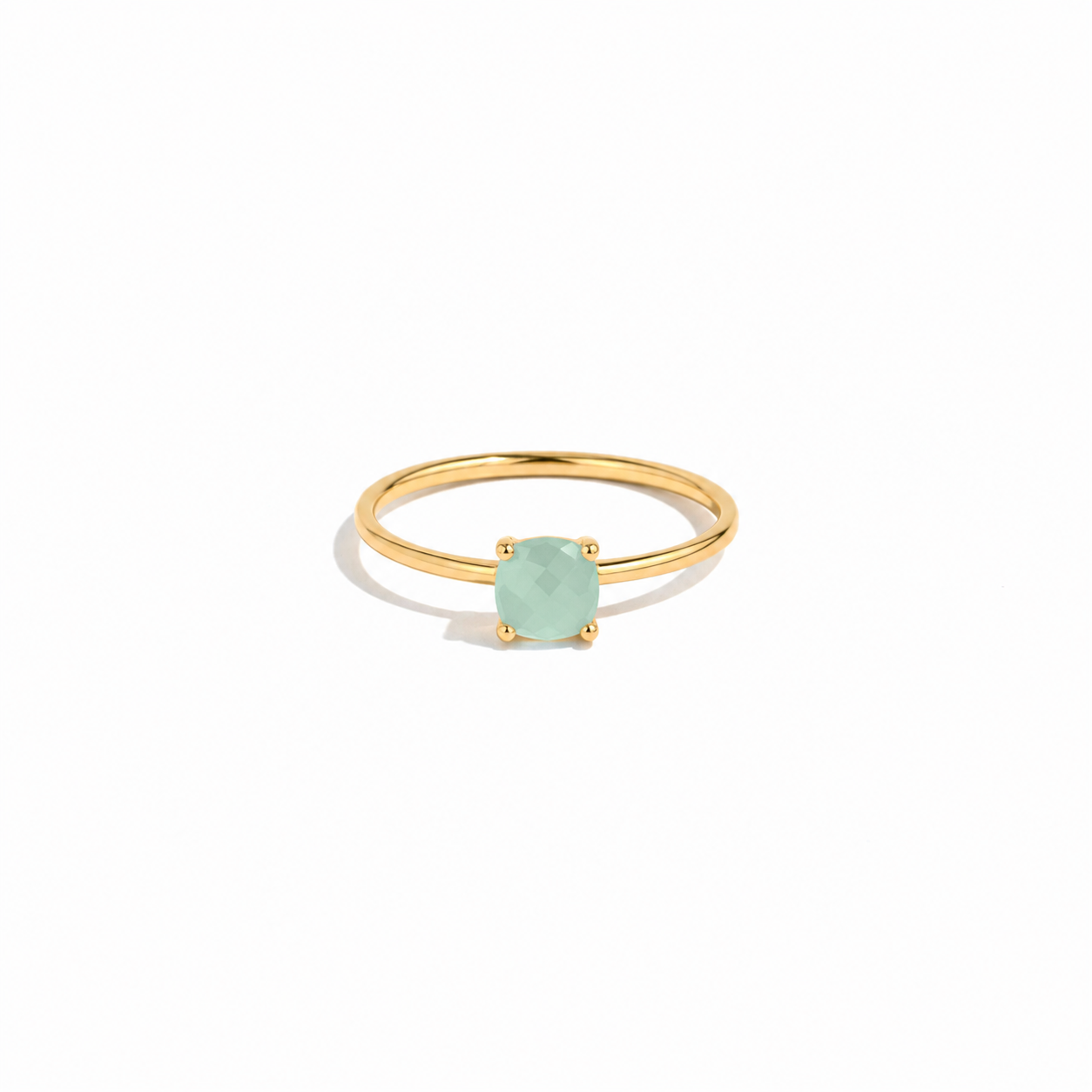 Bague Brume  Minérale Calcédoine Dorure Or 18K
