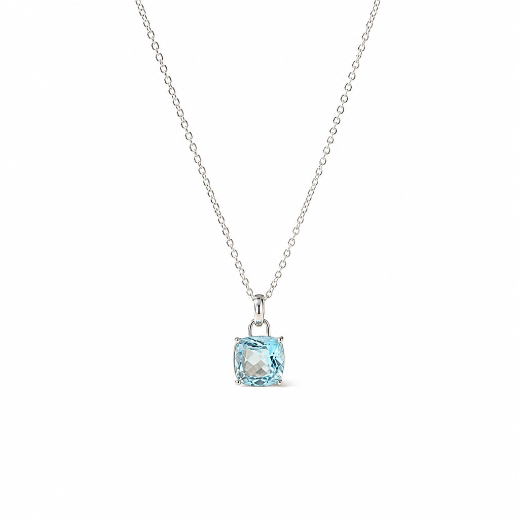 Collier Zirconia Aigue-Marine Argent 925