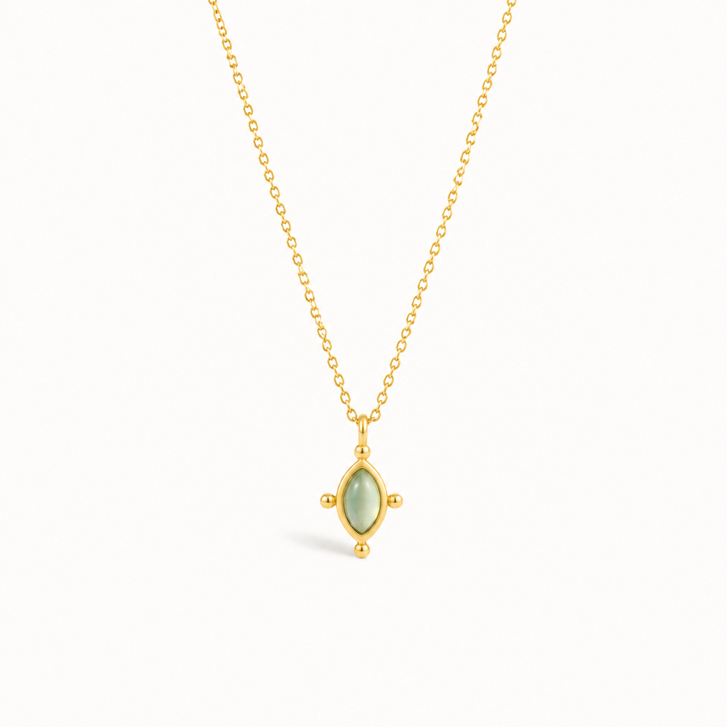 Collier Marquise Calcédoine  Dorure Or 18k  Argent 925
