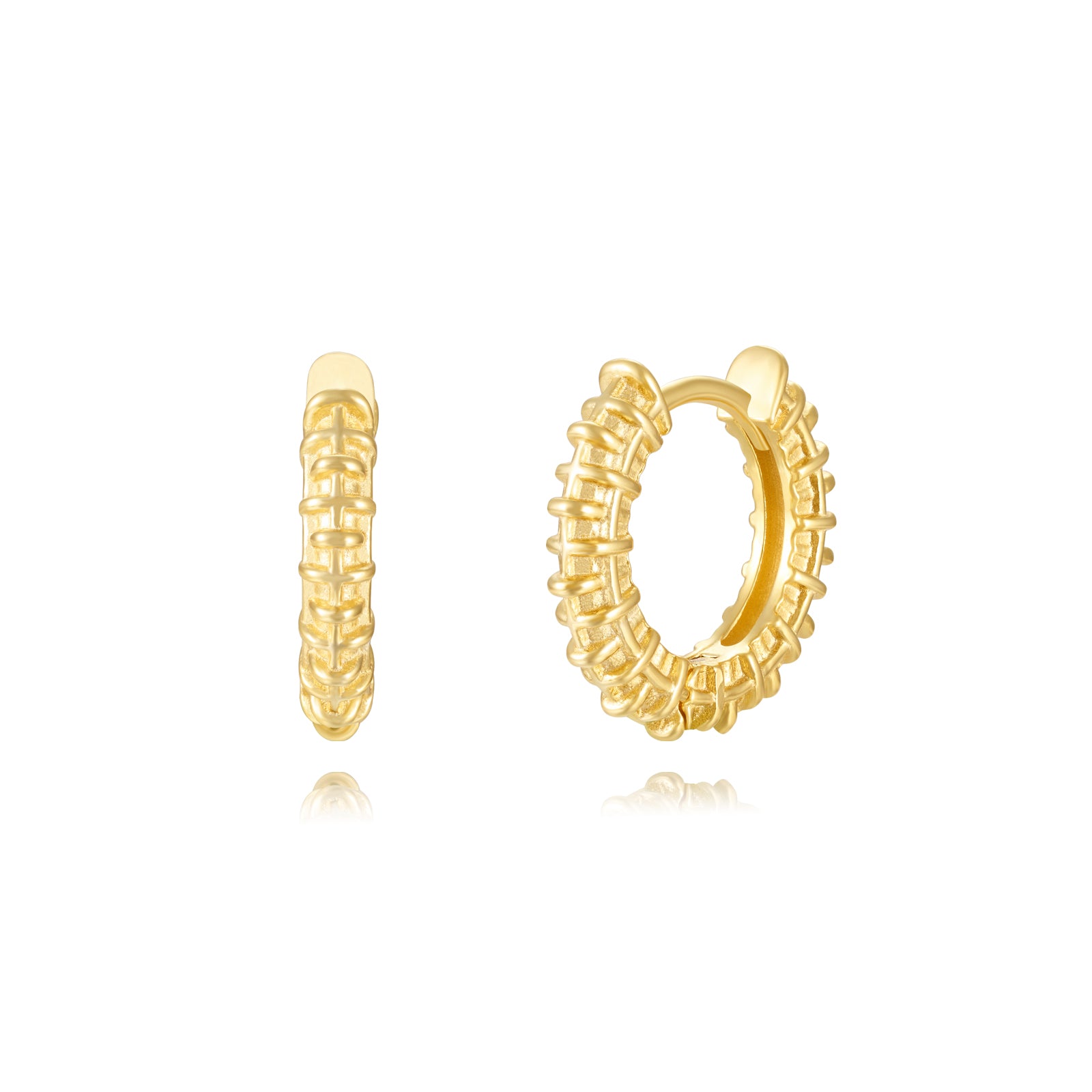 Créoles Engrenages 14mm Dorure Or 18K Argent 925