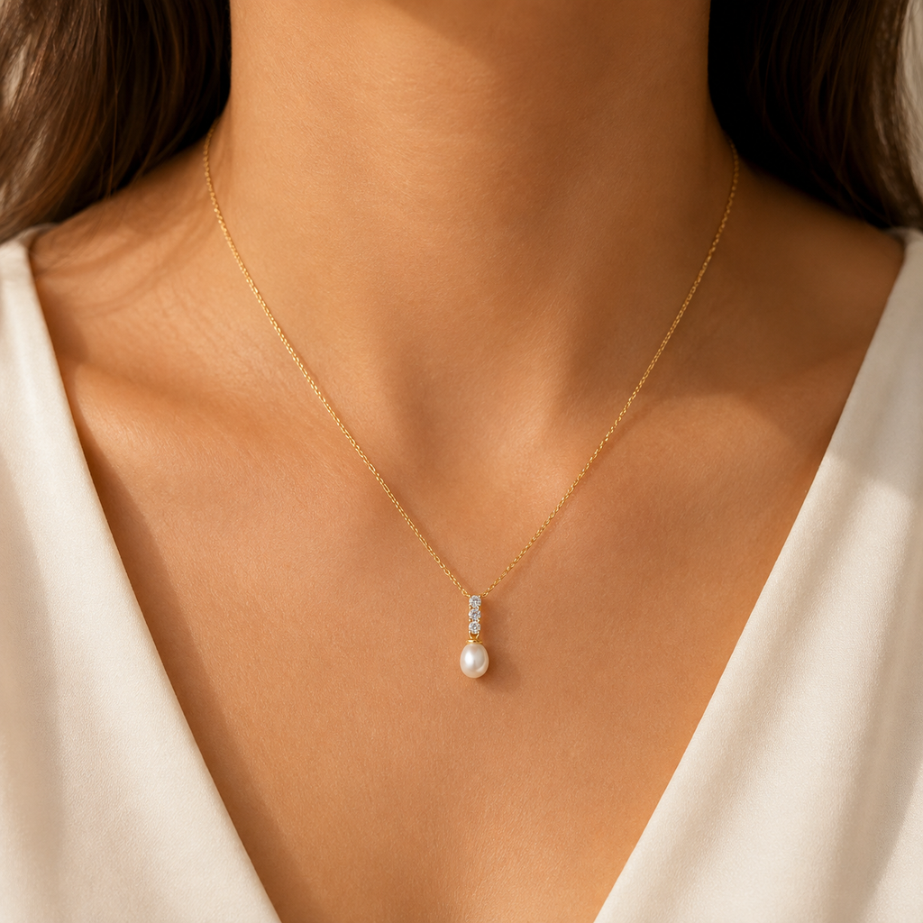 Perles Lunaires Collier Baroques Doré 18K
