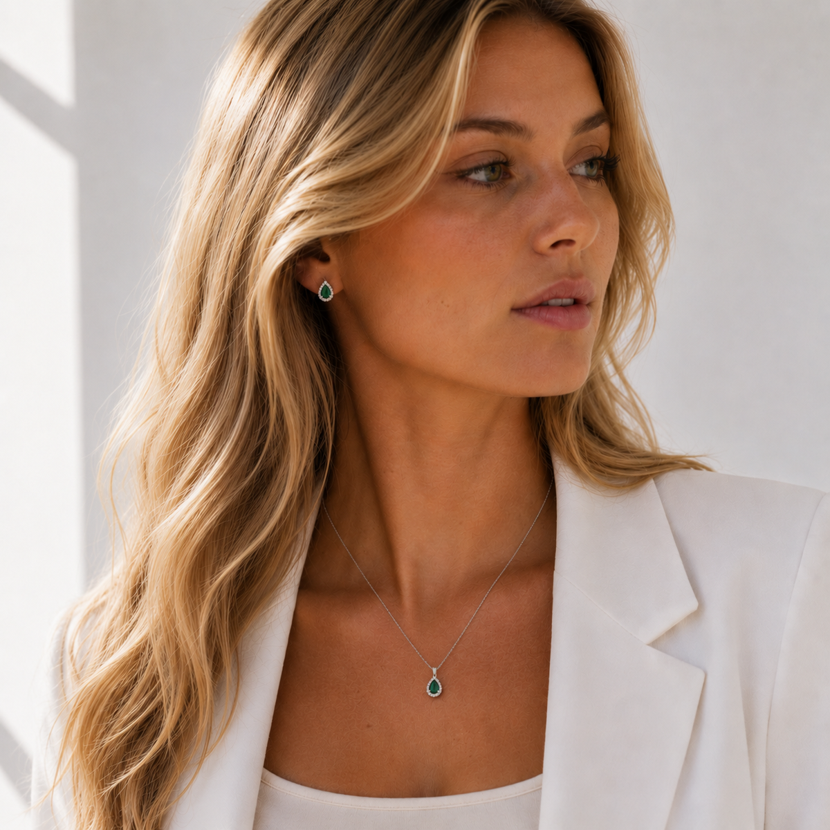 Ensemble Goutte Zircon & Pavé Argent Rhodié