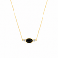Collier Onyx Noir & Zircons Dorure Or 18k Argent 925