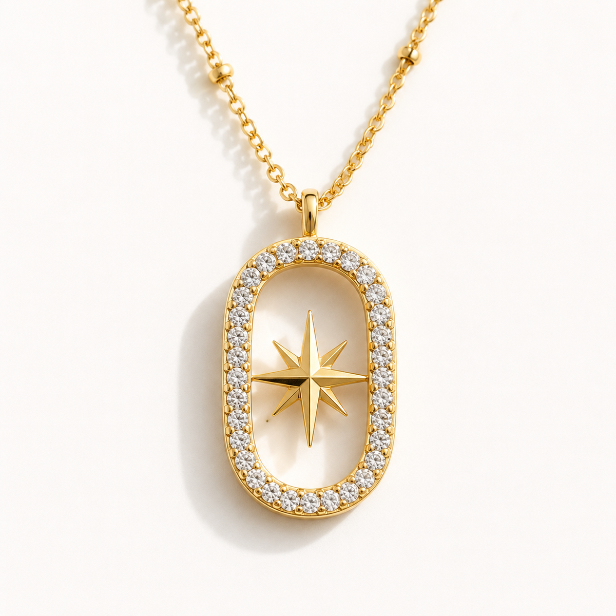 Collier Étoile Polaire Zirconias & Dorure Or 18k  Argent 925