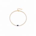 Bracelet Tennis Émeraude Saphir Zircones Plaqué Or 18K Argent 925