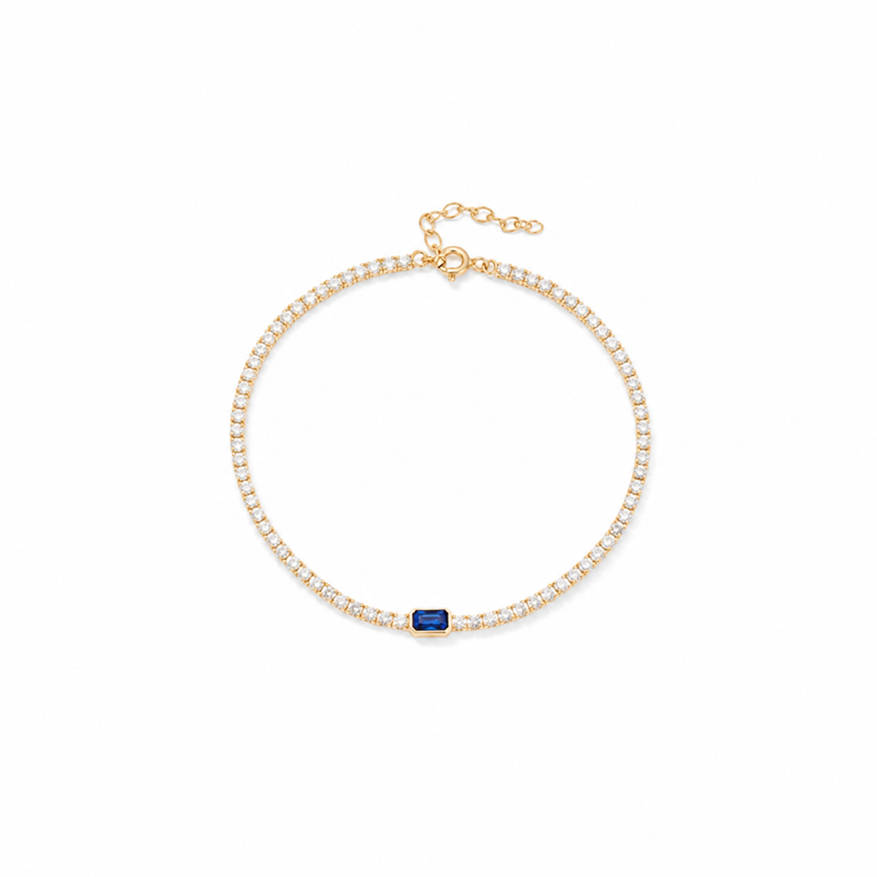 Bracelet Tennis Émeraude Saphir Zircones Plaqué Or 18K Argent 925