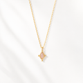 Collier Marquise Quartz Rose  Dorure Or 18k Argent 925