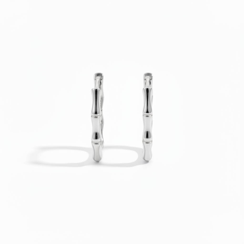 Boucles bambou argent - vue profil