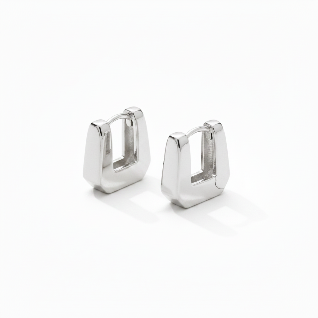 Boucles carrées argent - macro