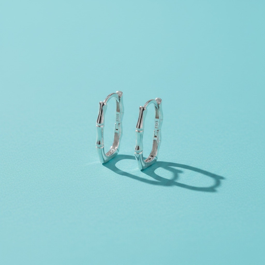 Boucles d'Oreilles Élysée Inspirées du Bambou – Argent Sterling