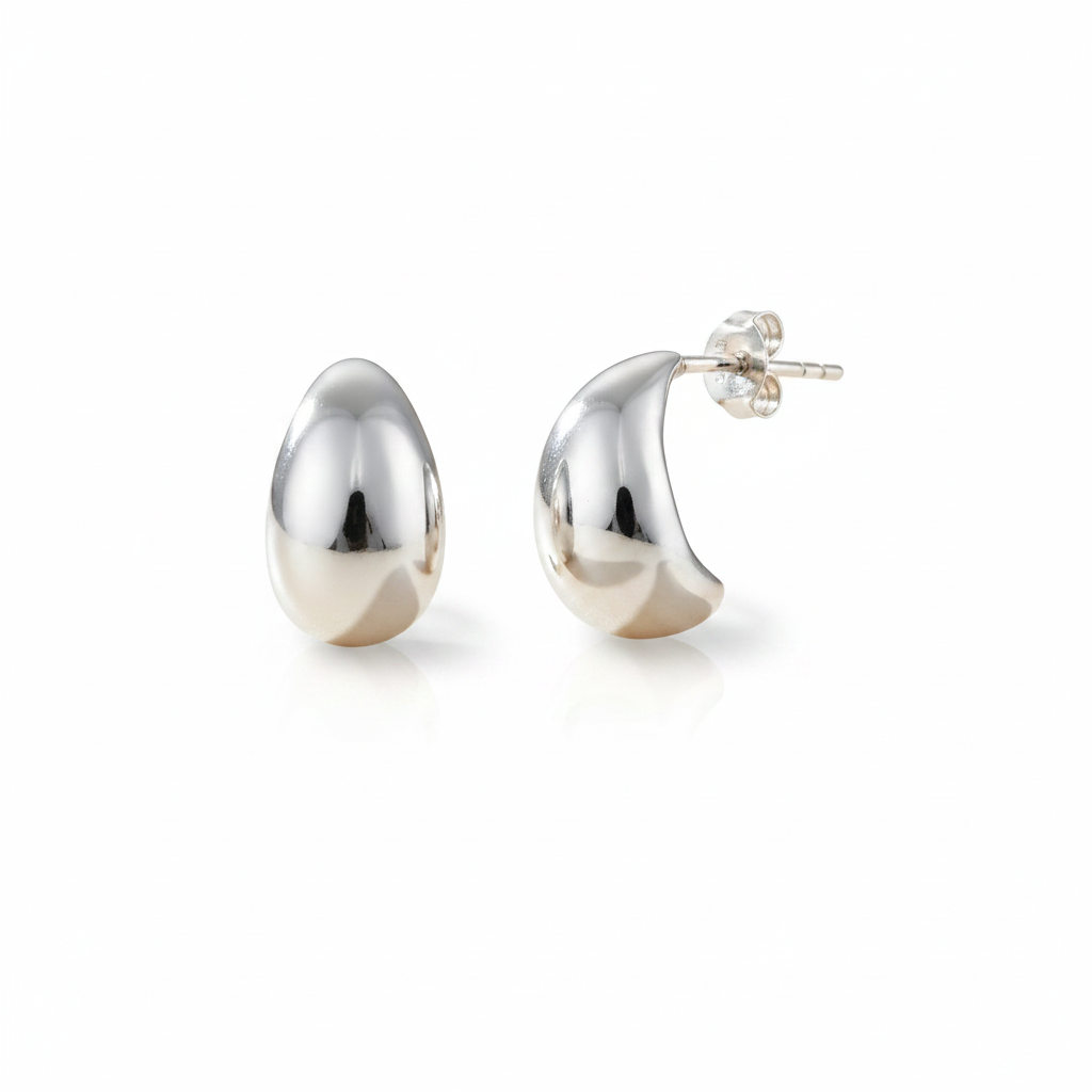 Boucles Goutte Argent fond blanc naturel luxe