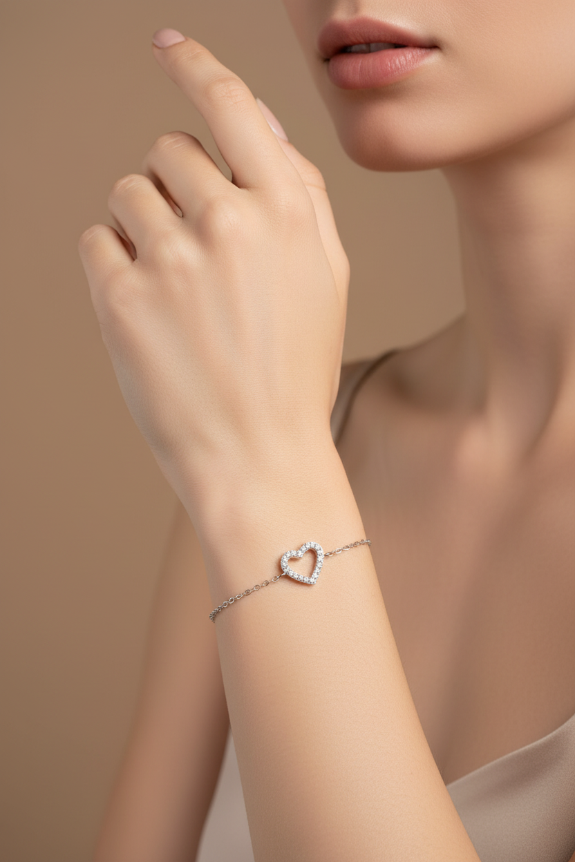 Bracelet Cœur Argent 925 - Lifestyle Main