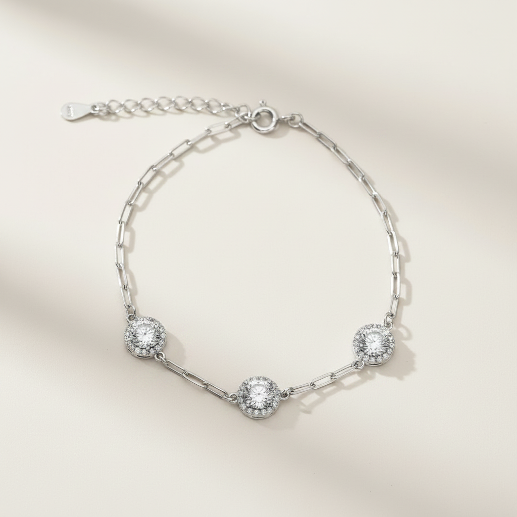 Bracelet Halo Zircon fond écru ultra clair