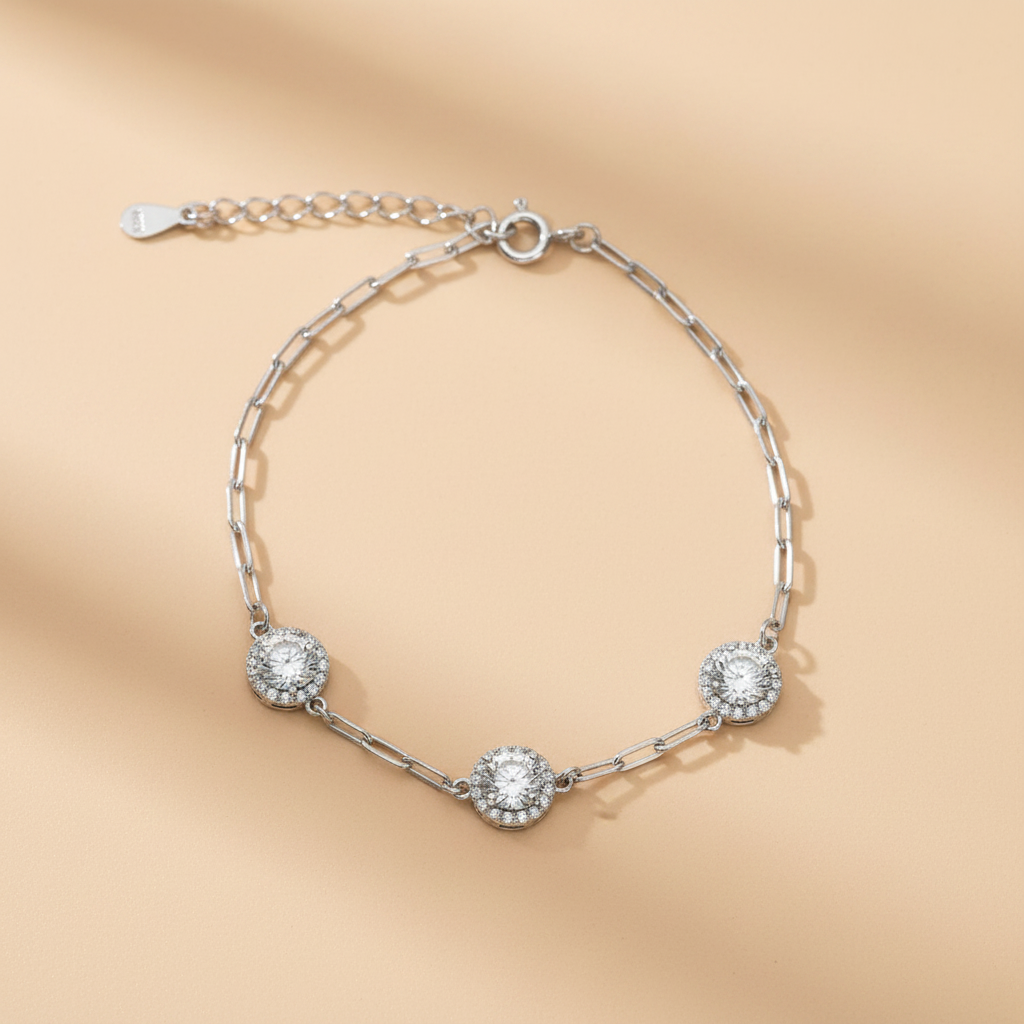 Bracelet Trilogie Céleste  Argent Sterling 925 & 3 Zircons