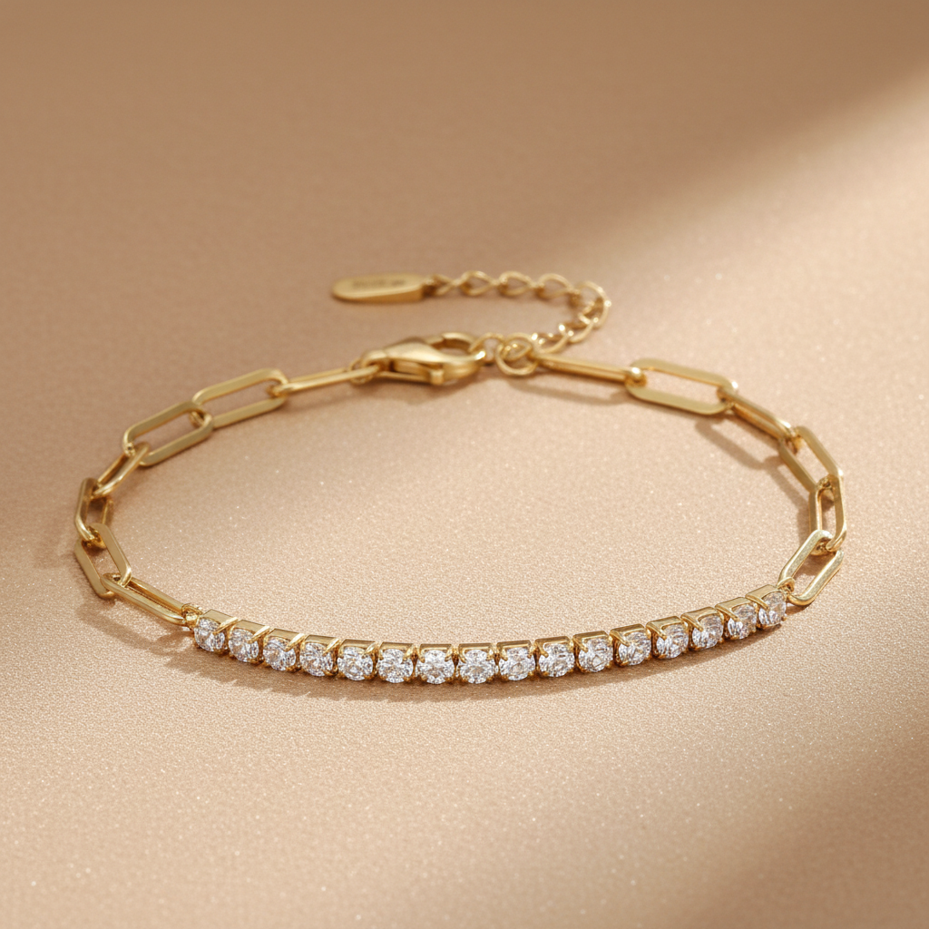 Bracelet Maillon Tennis - Fond Luxe Marron