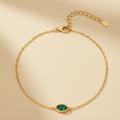 Bracelet Émeraude  Argent Sterling 925 Plaqué Or & Zircons Étincelants