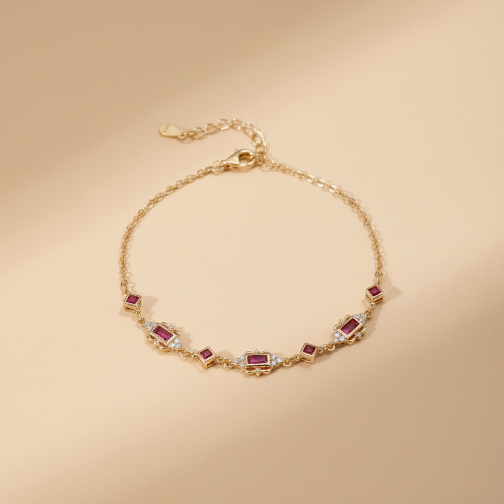 Bracelet rubis à plat