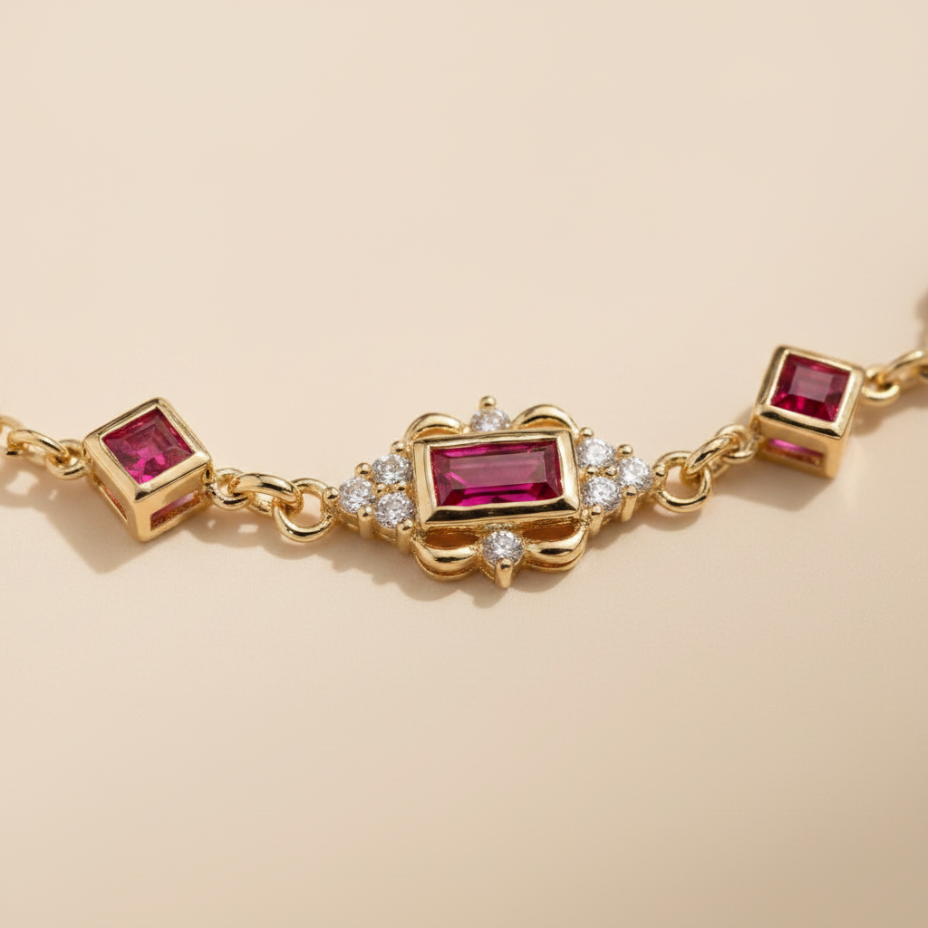 Bracelet Rubis zoom macro pierres