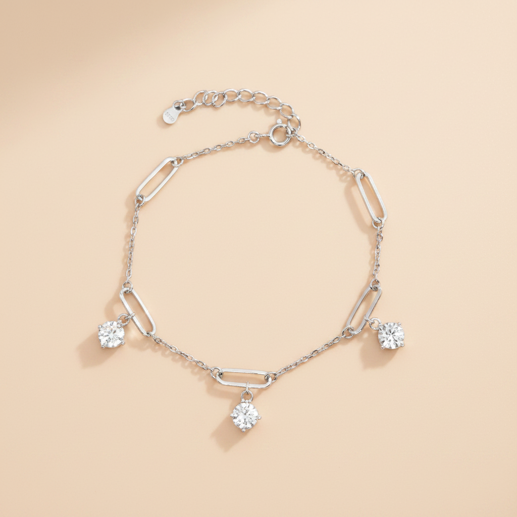 Bracelet Trilogie Céleste  Argent Sterling 925 & 3 Zircons