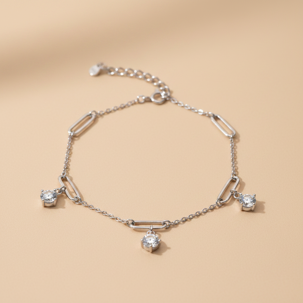 Bracelet zircon à plat