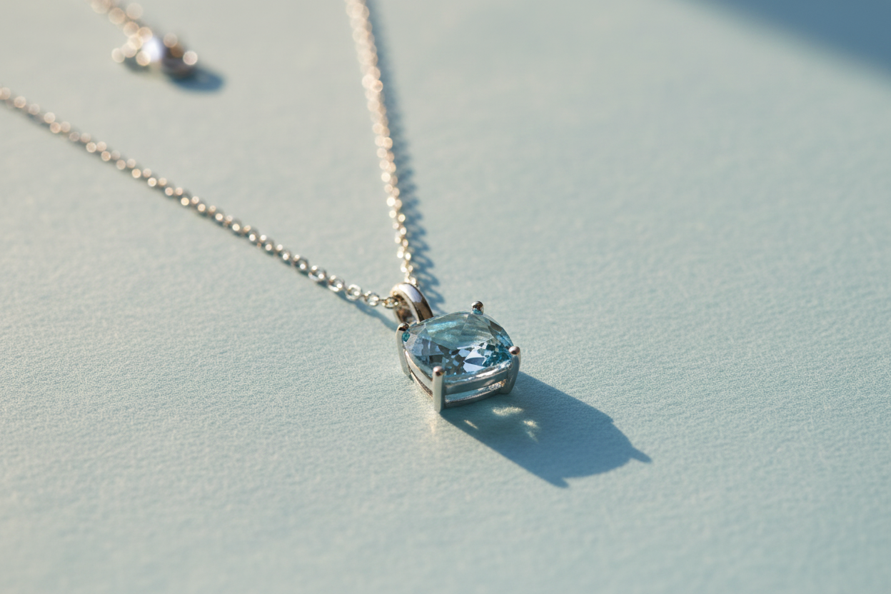 Collier aigue-marine soleil