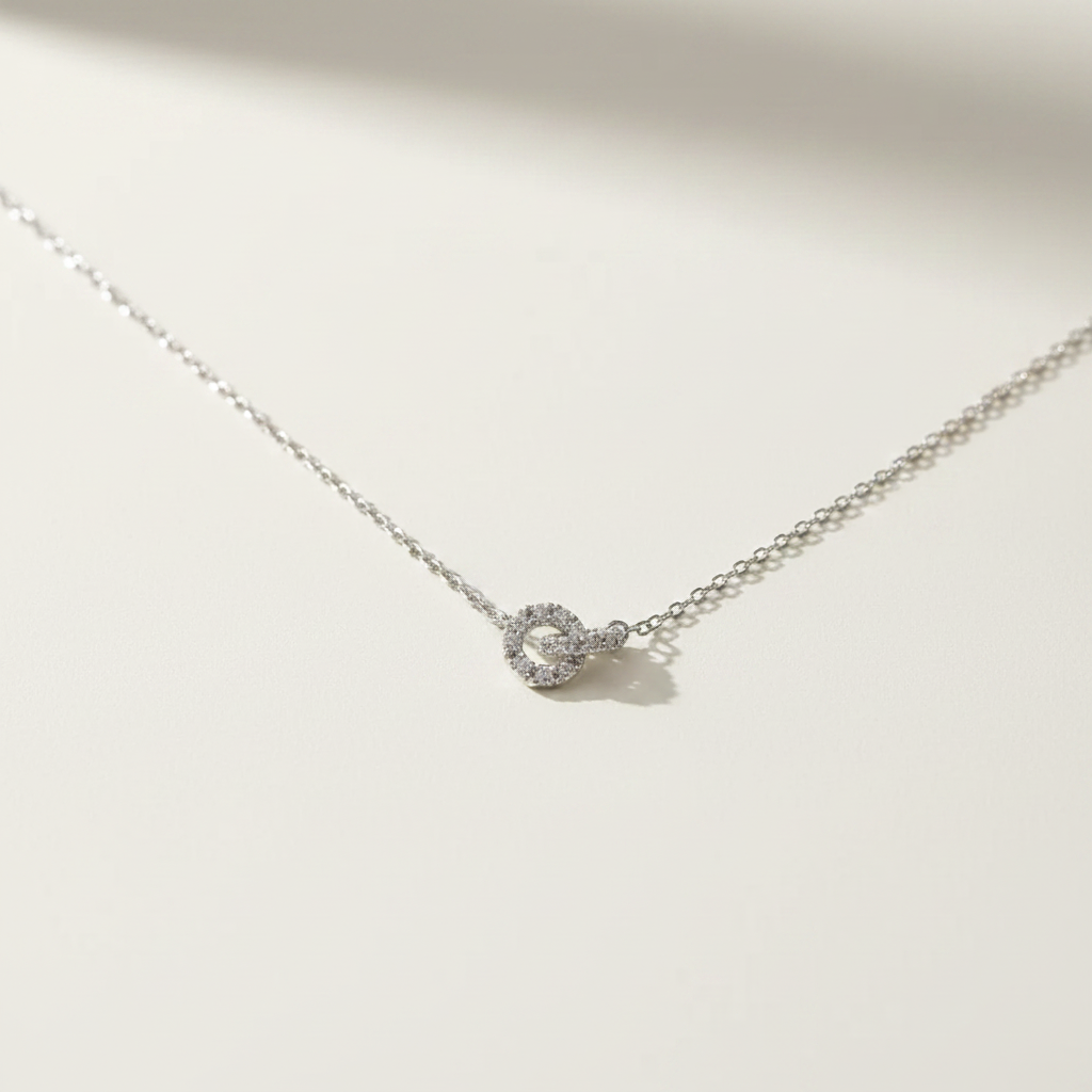 Collier argent cercle zircon à plat