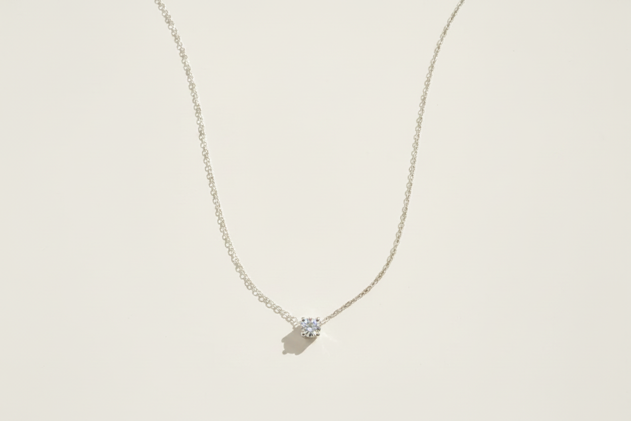 Collier argent diamant arc