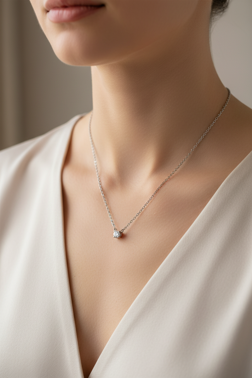 Collier Céleste Argent porté