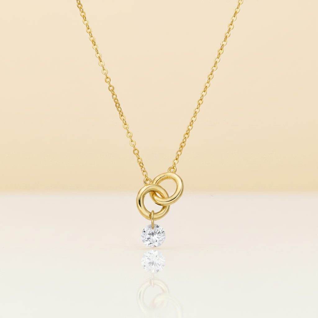 Collier Alliance Zircone 11 mm  Plaqué Or 18K