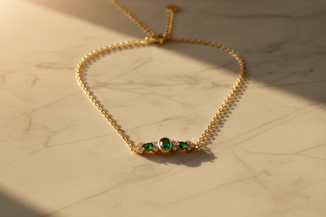 Collier émeraude soleil