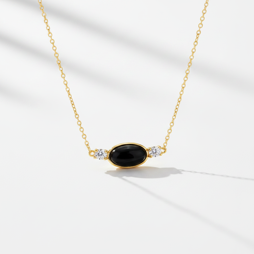 Collier Onyx moins de zoom rayons soleil fins