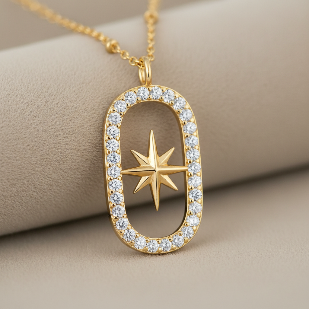 Collier rose des vents macro
