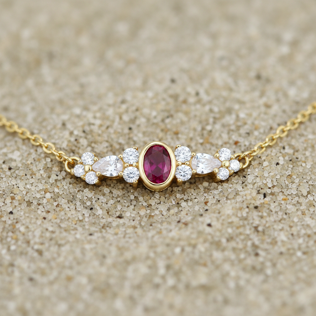 Collier rubis macro