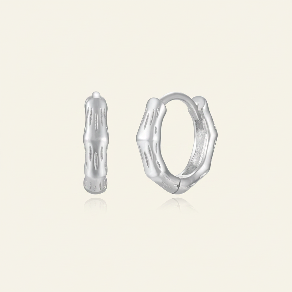 Créoles Bambou | Argent Rhodié — Argent 925
