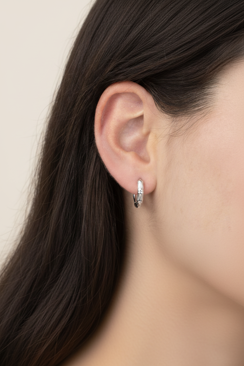 Créoles Bambou | Argent Rhodié — Argent 925