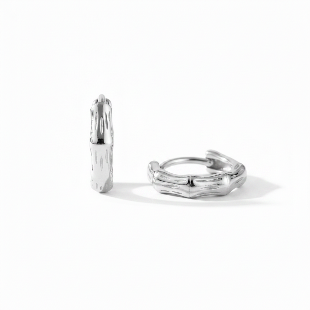 Créoles bambou argent - vue 3/4