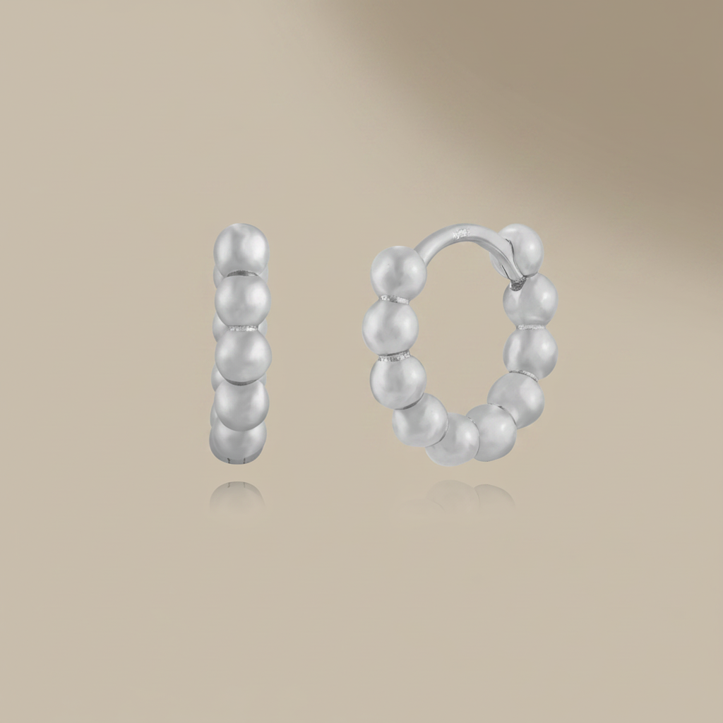 Créoles boules argent fond