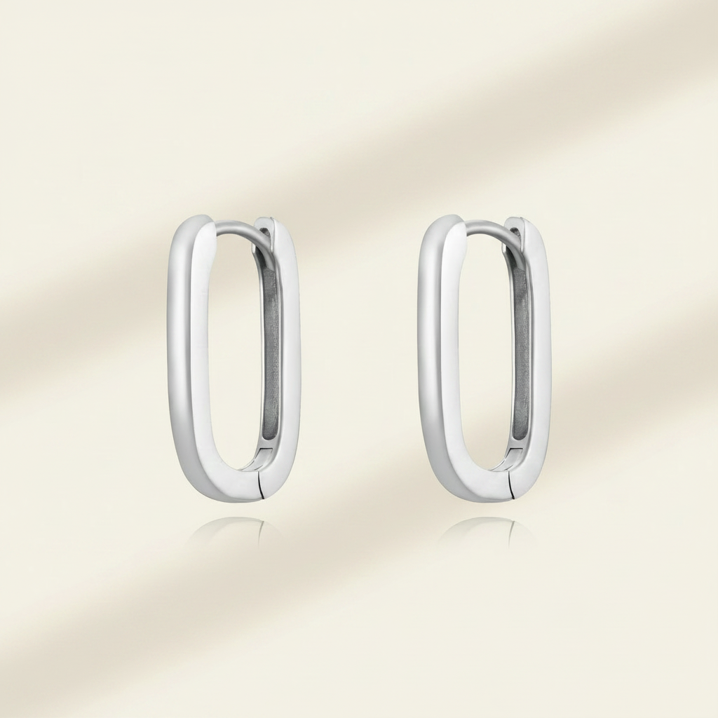 Créoles Ovales Argent — Fond Naturel Blanc