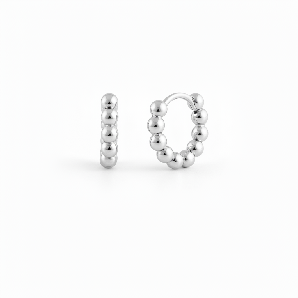 Créoles Boules  Argent Rhodié Argent 925
