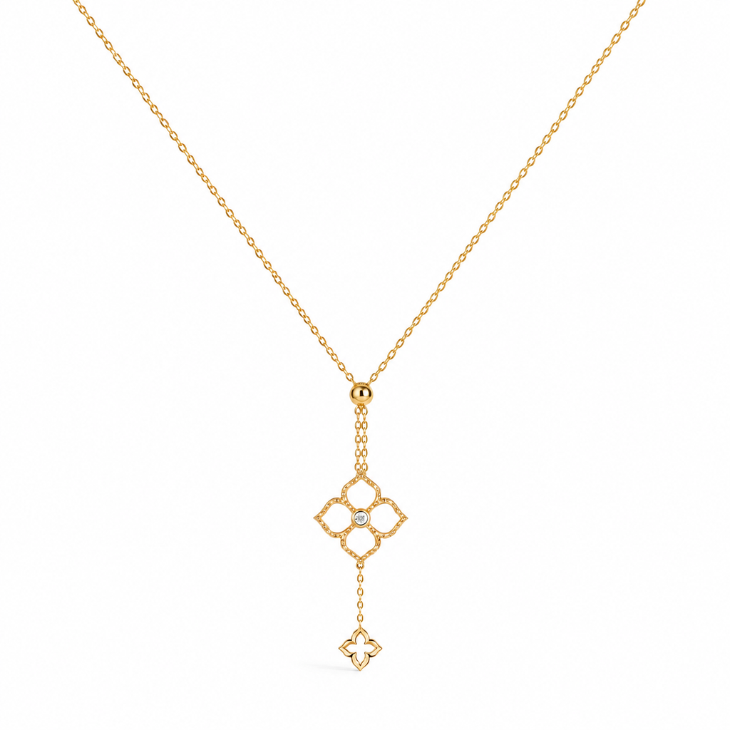 Collier Fleur Nacre  Dorure Or 18k  Argent 925