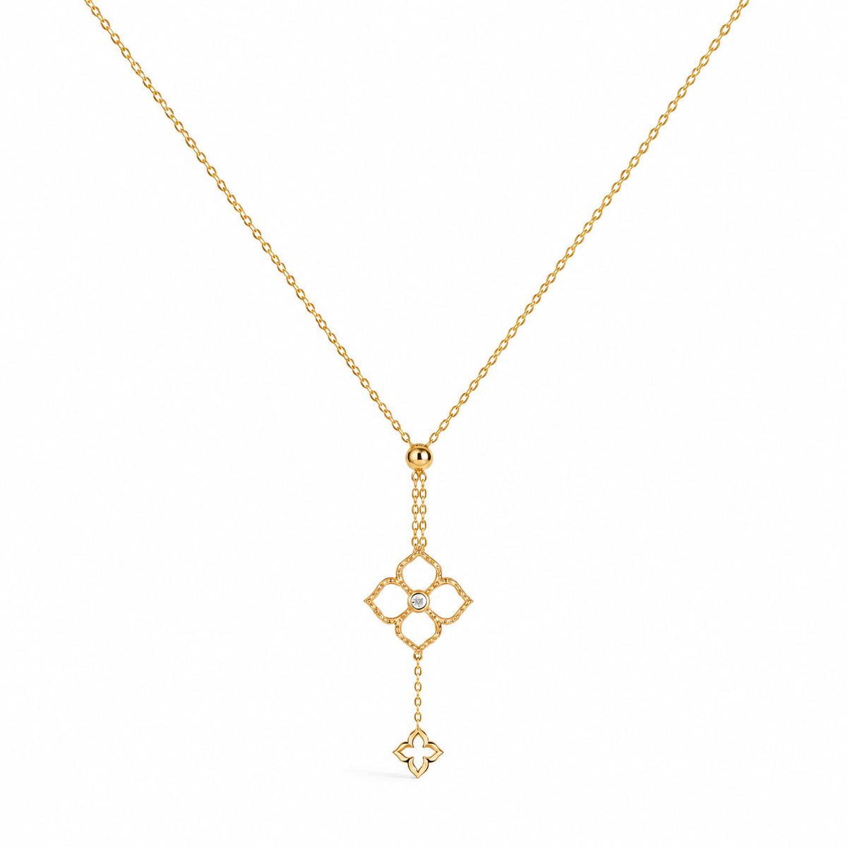 Collier Fleur Nacre  Dorure Or 18k  Argent 925
