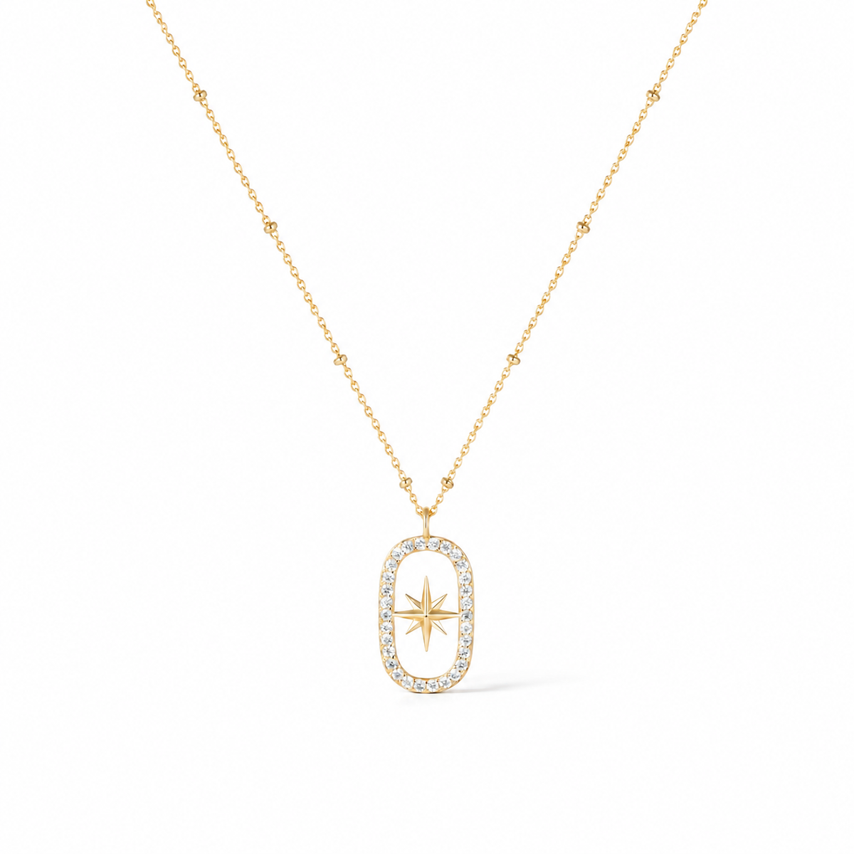 Collier Étoile Polaire Zirconias & Dorure Or 18k  Argent 925