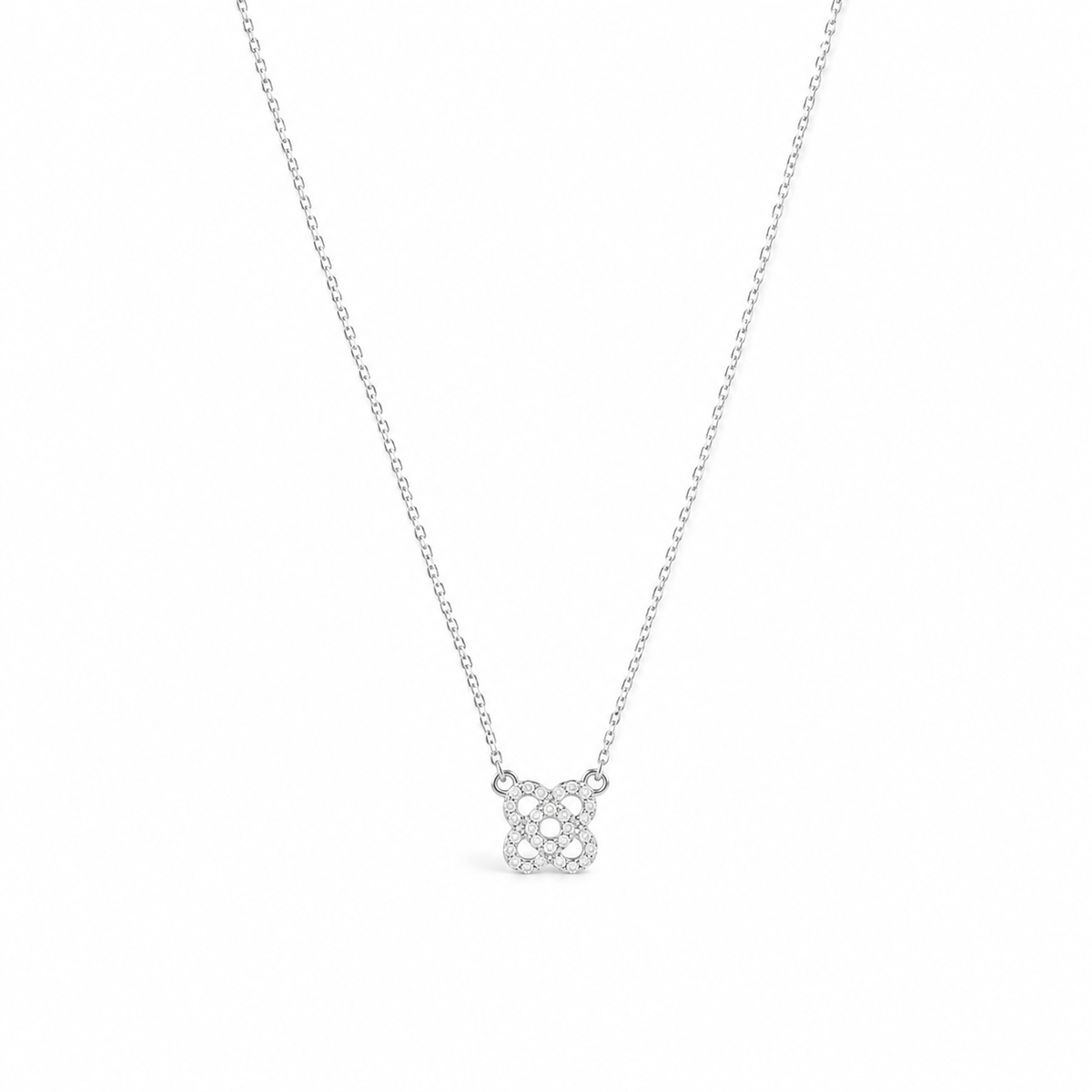 Collier Blossom Zircone Pavé Argent Rhodié 925