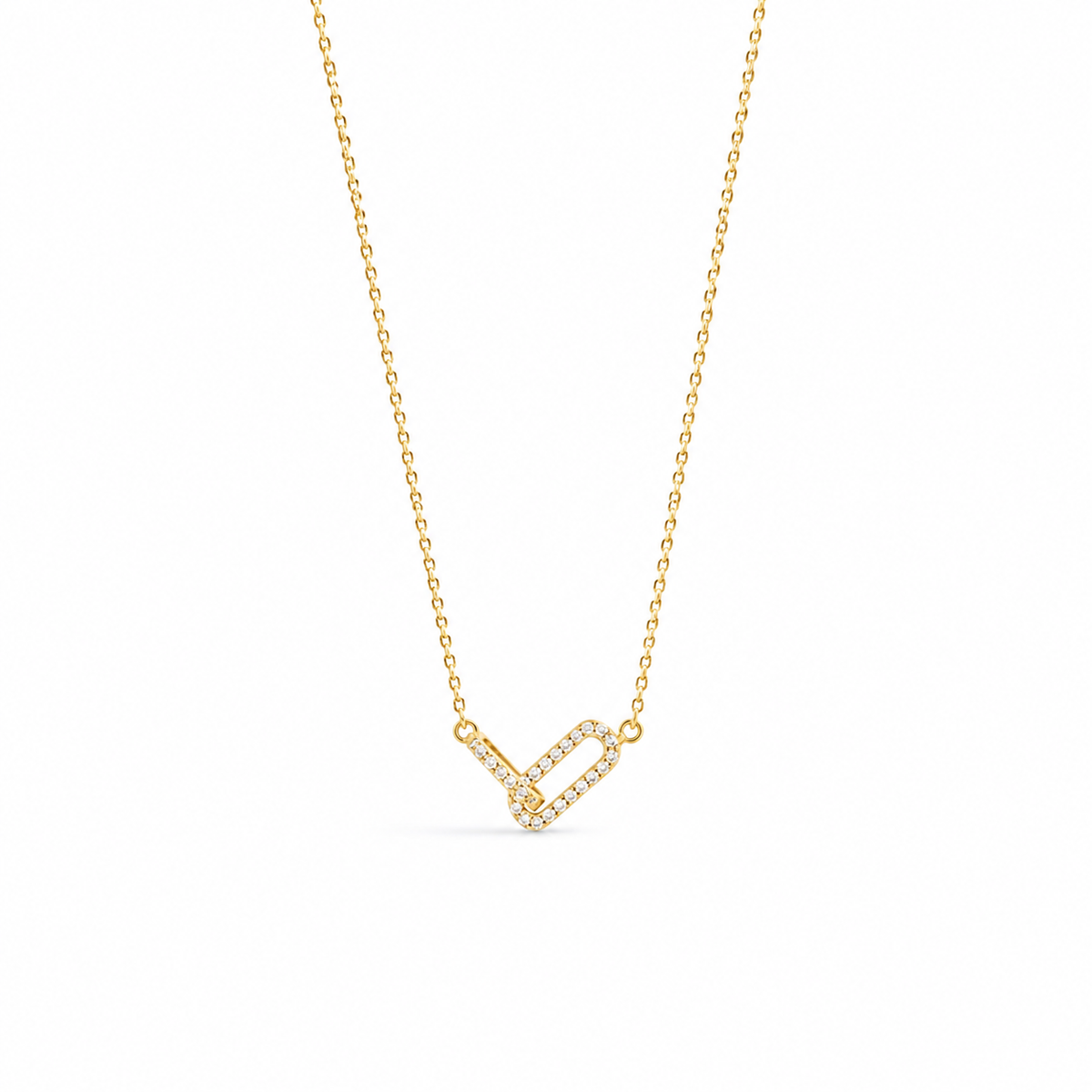 Collier Duo  Zircone Pavé  Plaqué Or 18K