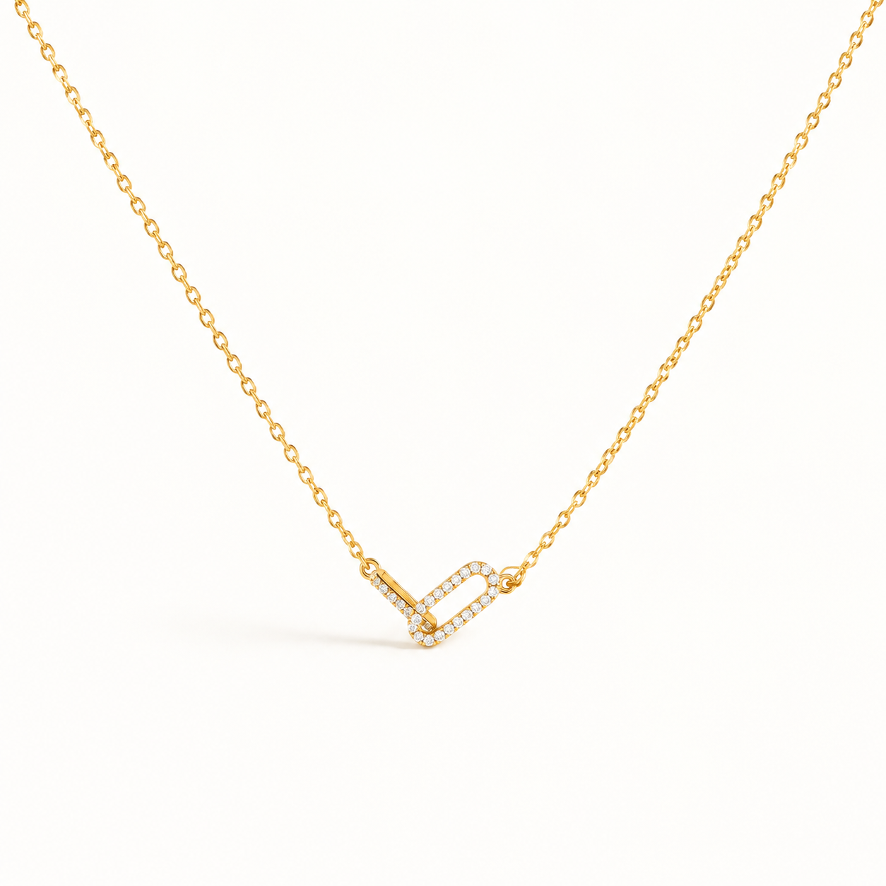 Collier Duo  Zircone Pavé  Plaqué Or 18K