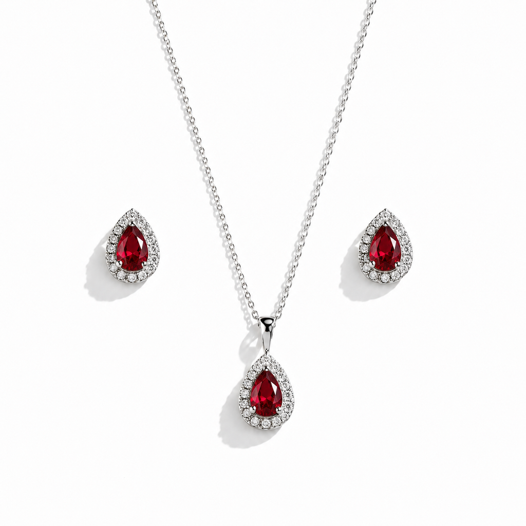 Ensemble Goutte Zircon & Pavé Argent Rhodié
