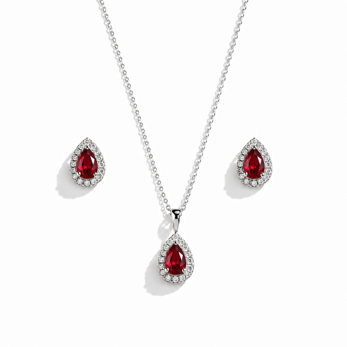 Ensemble Goutte Zircon & Pavé Argent Rhodié